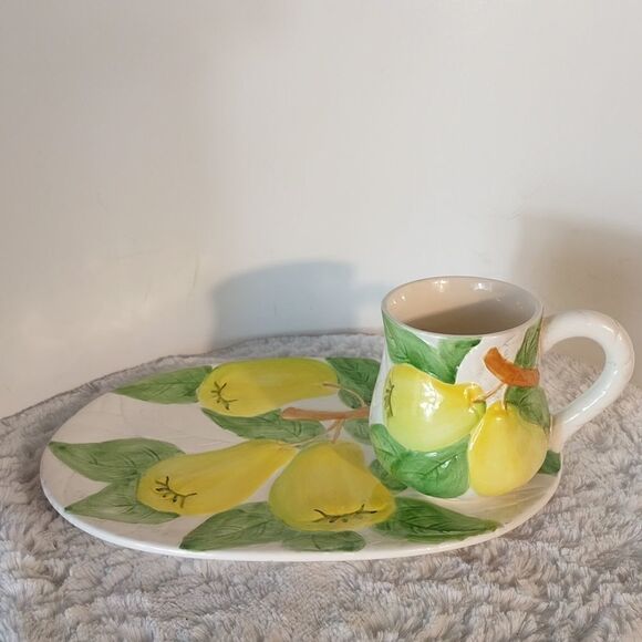 Vtg. Fruit Du Jour by Stafford "Pear" Dessert Plate & Mug - Picture 1 of 6